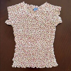 J. McLaughlin Kids Ruffled Top in Cream and Pink
